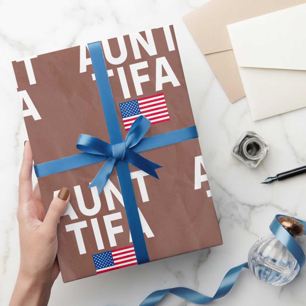 Aunt Tifa Wrapping Paper Roll Funny Political Sarcasm Patriotic American Flag - Wonder Print Shop