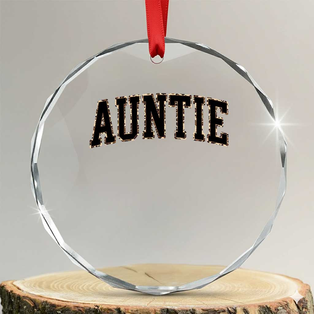 Auntie Crystal Glass Ornament Retro Varsity New Aunt Letter Print