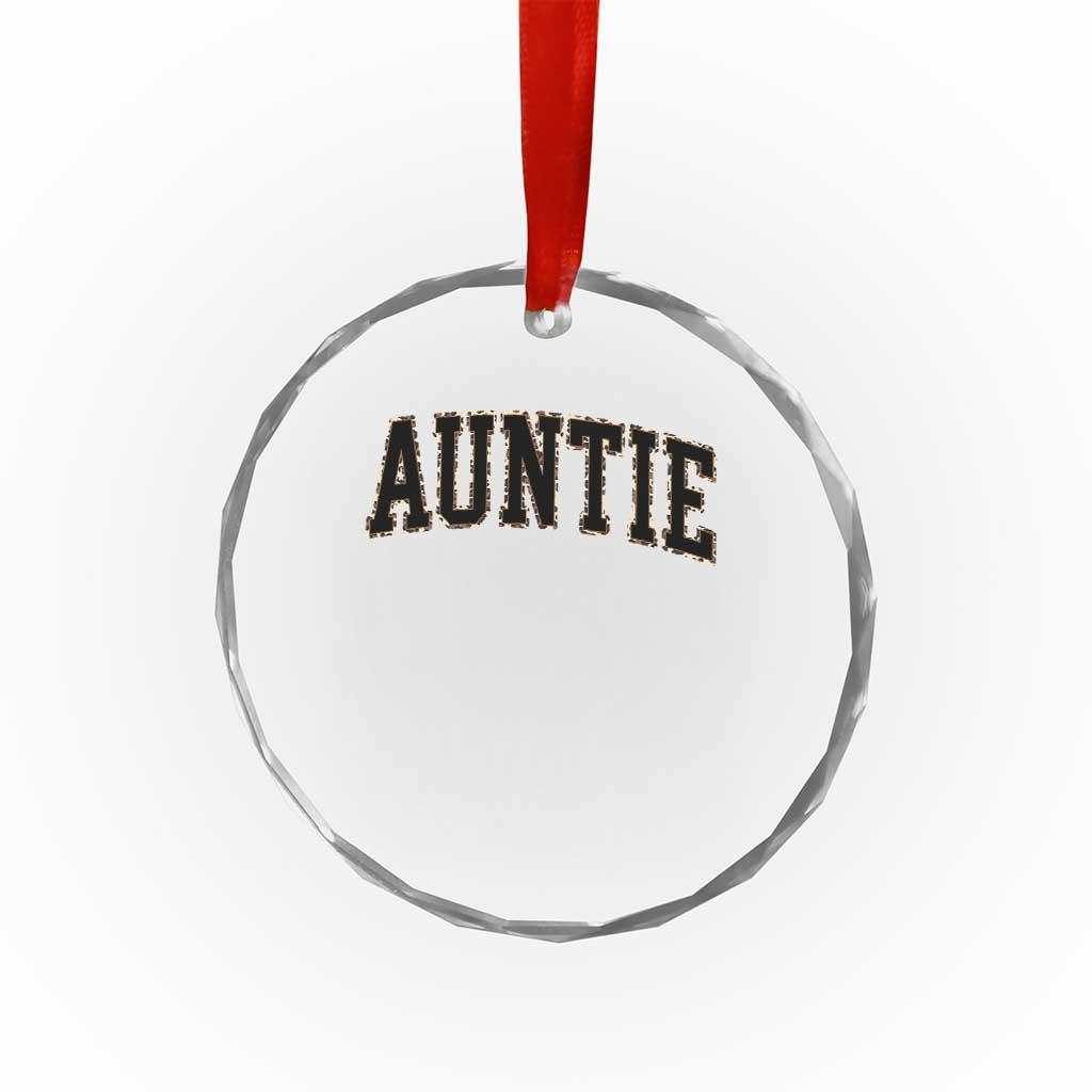 Auntie Crystal Glass Ornament Retro Varsity New Aunt Letter Print