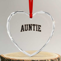 Auntie Heart Crystal Glass Ornament Retro Varsity New Aunt Letter Print