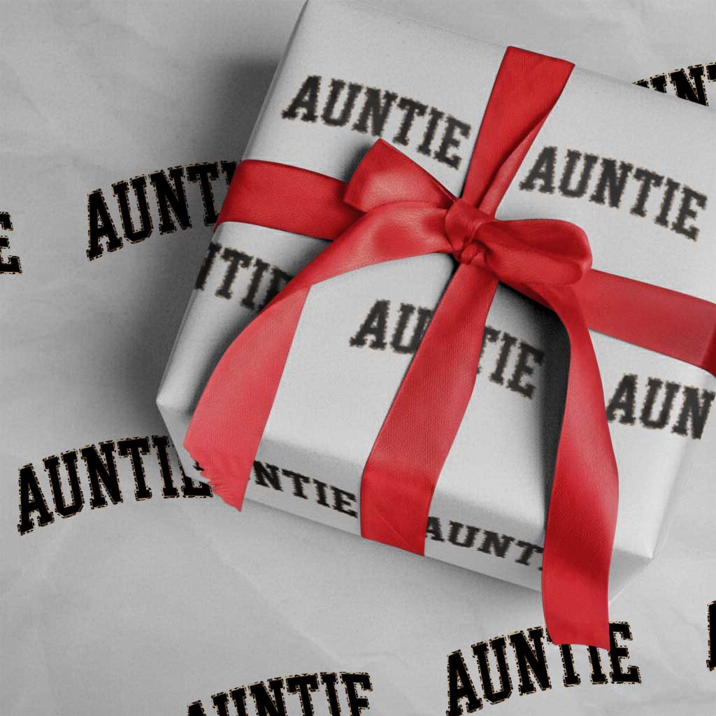 Auntie Wrapping Paper Roll Retro Varsity New Aunt Letter Print