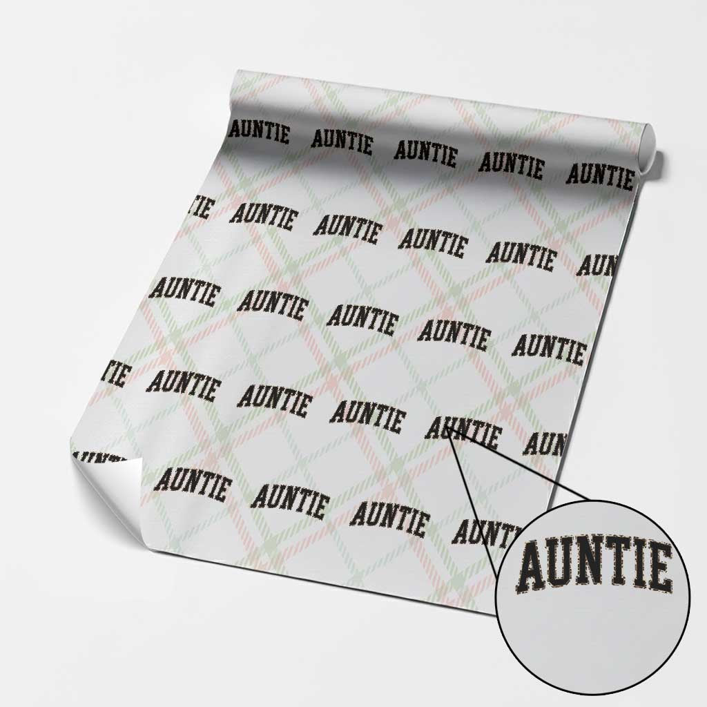 Auntie Wrapping Paper Roll Retro Varsity New Aunt Letter Print