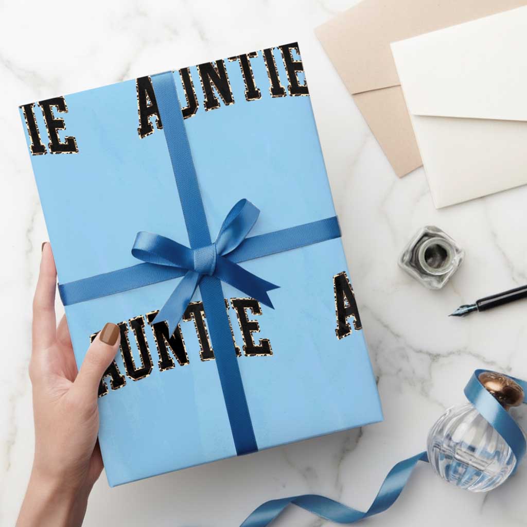 Auntie Wrapping Paper Roll Retro Varsity New Aunt Letter Print