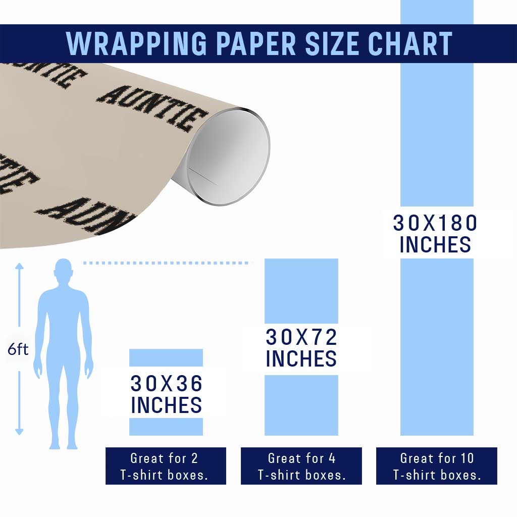 Auntie Wrapping Paper Roll Retro Varsity New Aunt Letter Print