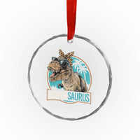 Auntiesaurus Funny Dinosaur Aunt Crystal Glass Ornament Family Matching