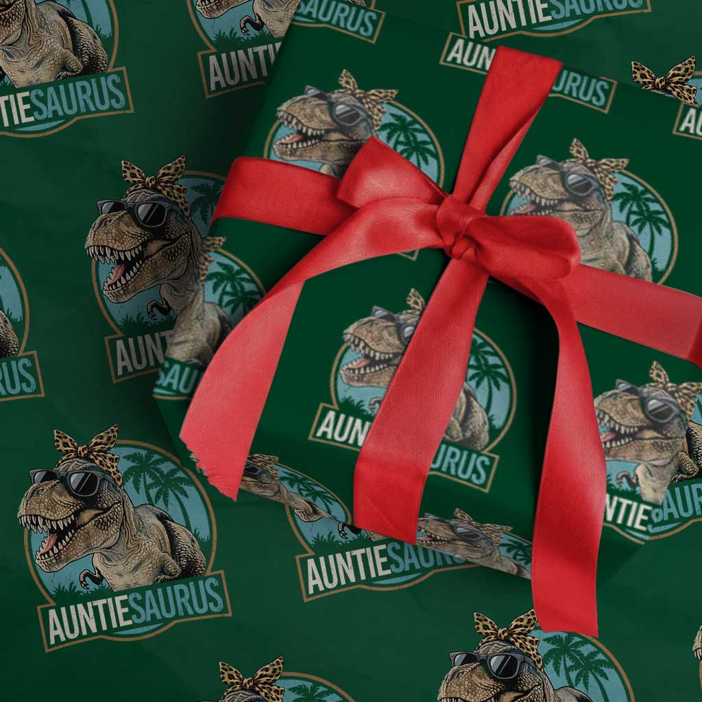 Auntiesaurus Funny Dinosaur Aunt Wrapping Paper Roll Family Matching