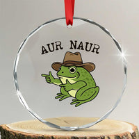 AUR Naur Cowboy Frog Meme Crystal Glass Ornament Funny Sarcastic Oh No Australian Accent