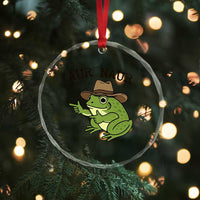 AUR Naur Cowboy Frog Meme Crystal Glass Ornament Funny Sarcastic Oh No Australian Accent