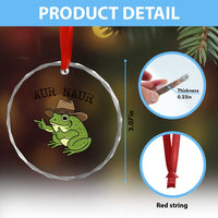 AUR Naur Cowboy Frog Meme Crystal Glass Ornament Funny Sarcastic Oh No Australian Accent