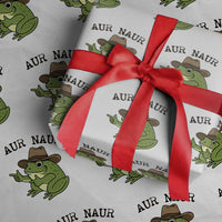 AUR Naur Cowboy Frog Meme Wrapping Paper Roll Funny Sarcastic Oh No Australian Accent