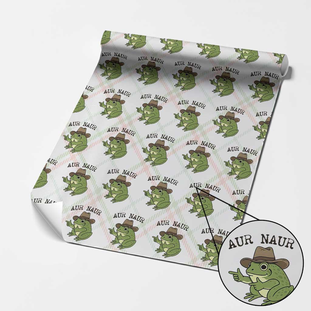 AUR Naur Cowboy Frog Meme Wrapping Paper Roll Funny Sarcastic Oh No Australian Accent