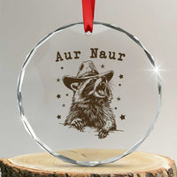 AUR Naur Cowboy Raccoon Crystal Glass Ornament Funny Sarcastic Oh No Australian Accent
