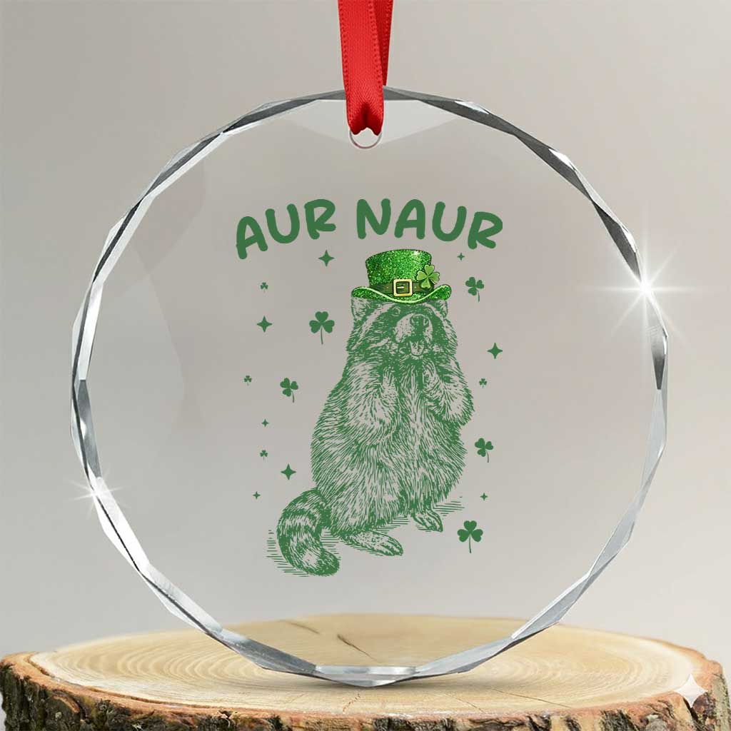 Aur Naur Cowboy Raccoon Meme Crystal Glass Ornament Funny Sarcastic Oh No Australian Accent