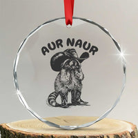 AUR Naur Cowboy Raccoon Meme Crystal Glass Ornament Funny Sarcastic Oh No Australian Accent