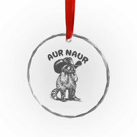 AUR Naur Cowboy Raccoon Meme Crystal Glass Ornament Funny Sarcastic Oh No Australian Accent