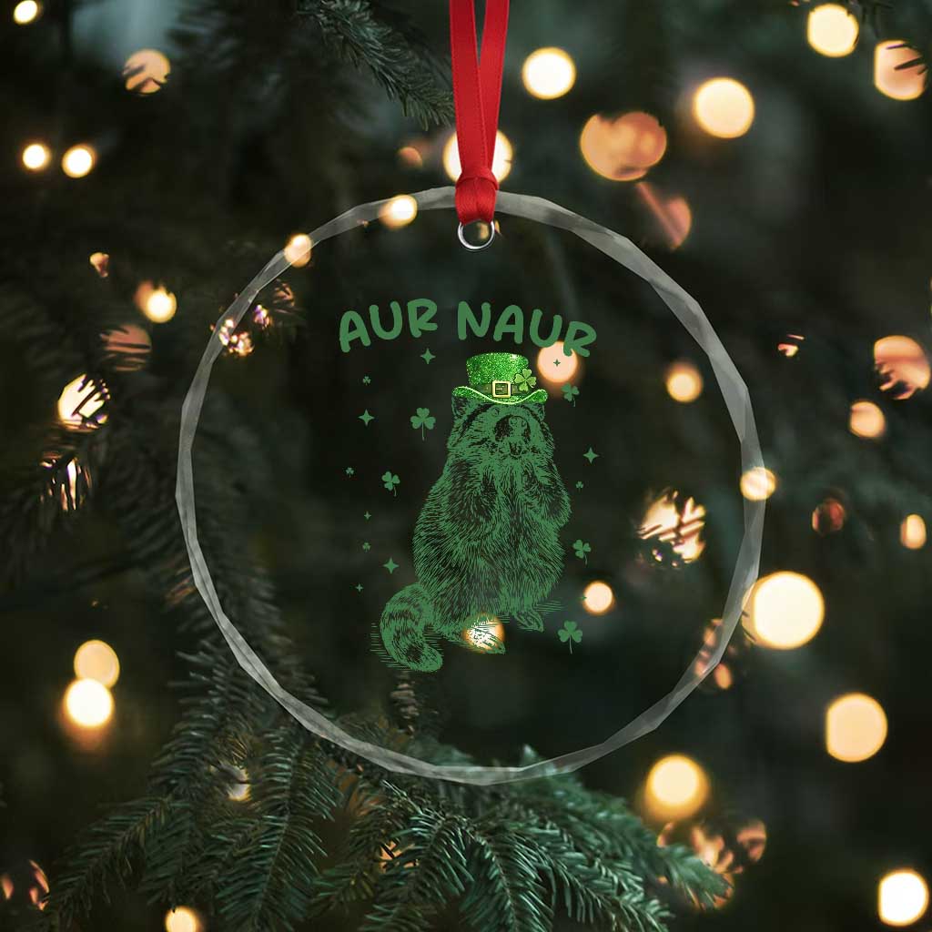 Aur Naur Cowboy Raccoon Meme Crystal Glass Ornament Funny Sarcastic Oh No Australian Accent