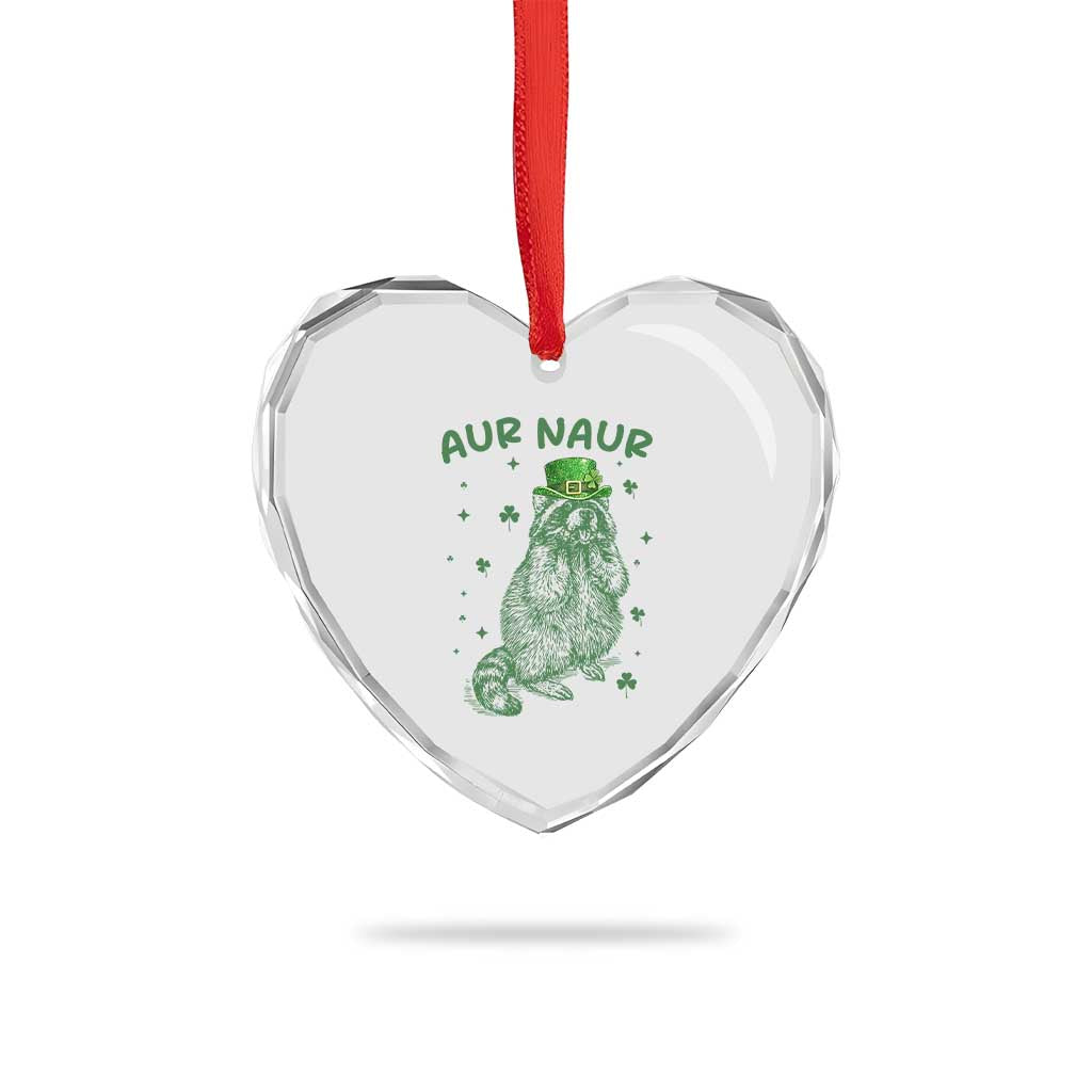 Aur Naur Cowboy Raccoon Meme Heart Crystal Glass Ornament Funny Sarcastic Oh No Australian Accent