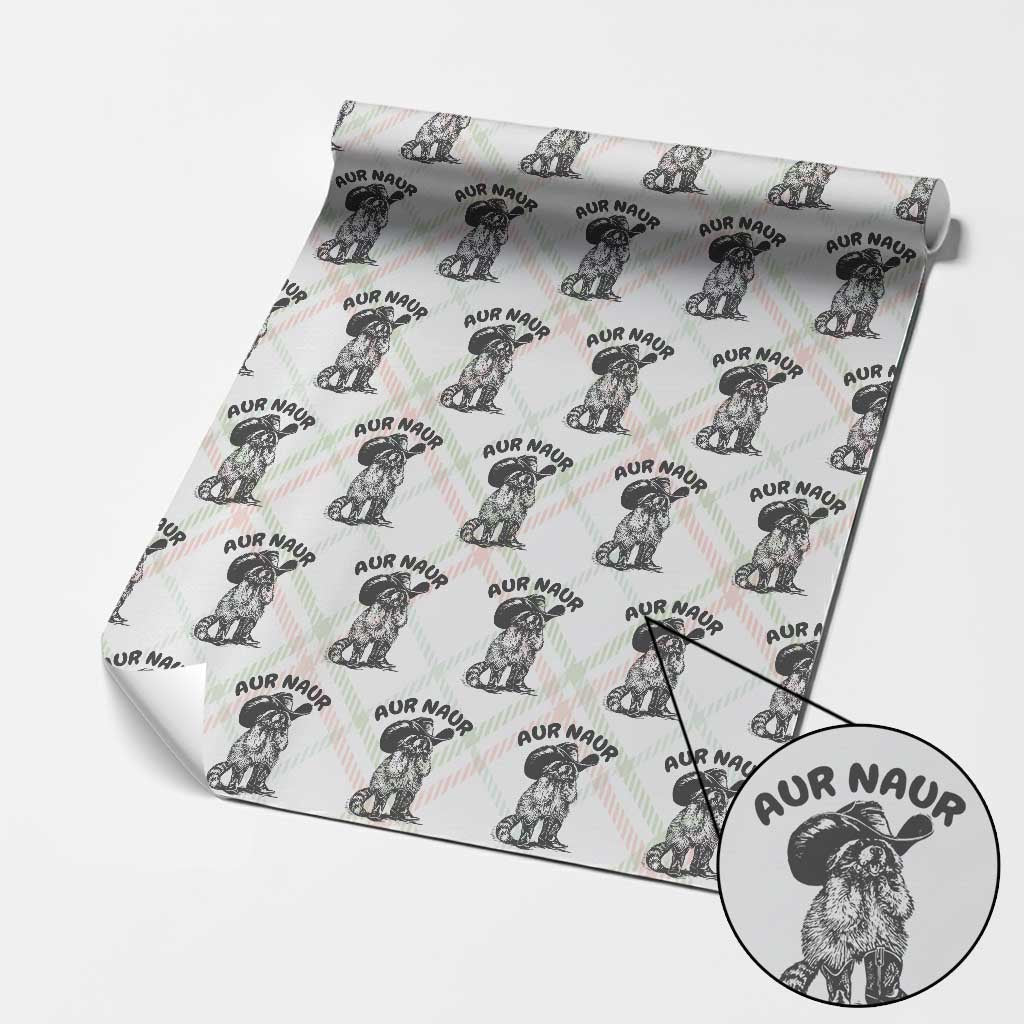 AUR Naur Cowboy Raccoon Meme Wrapping Paper Roll Funny Sarcastic Oh No Australian Accent