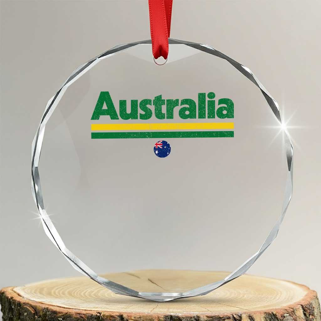 Australia Fan Crystal Glass Ornament Retro Vintage Flag Green Yellow Country Pride Distressed Graphic