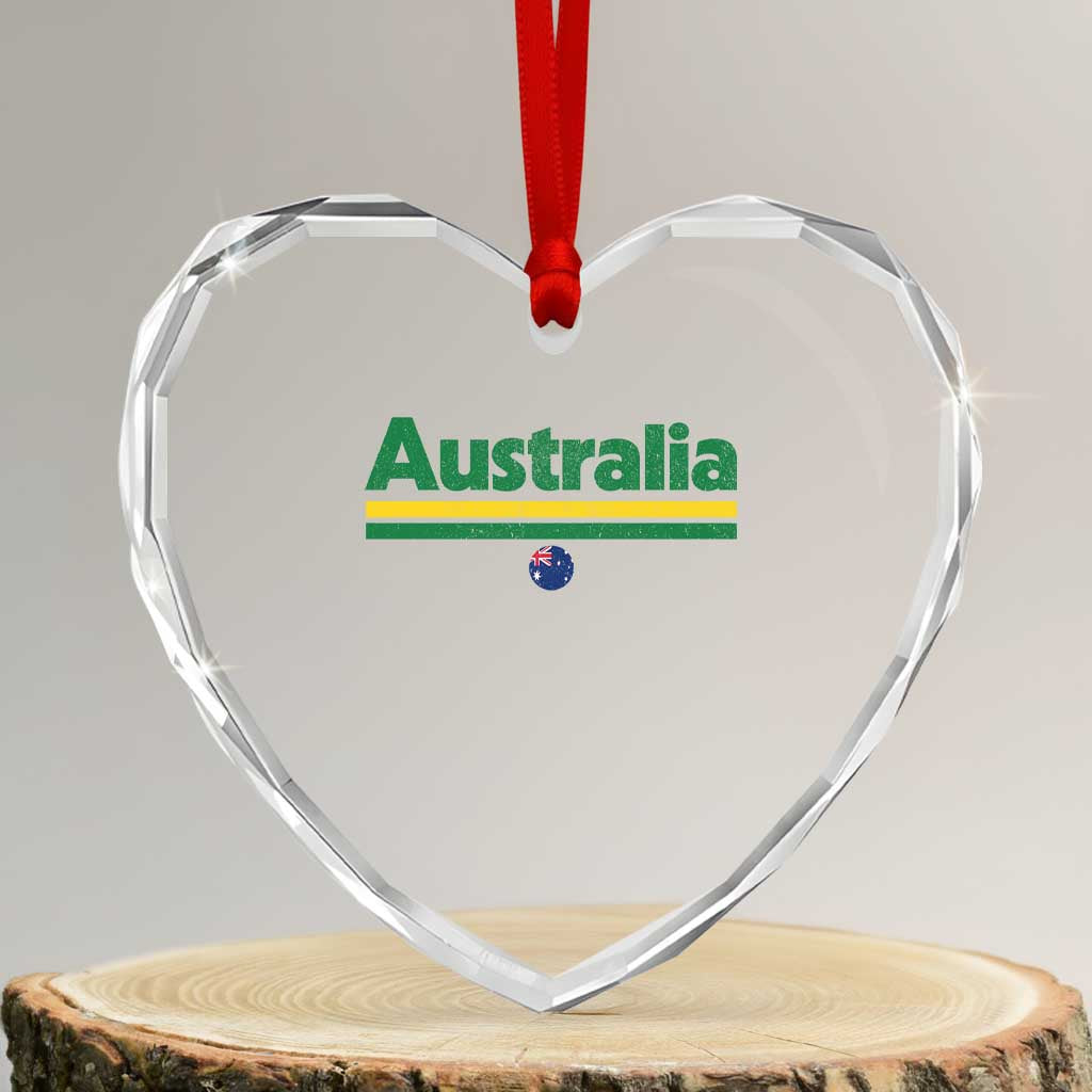 Australia Fan Heart Crystal Glass Ornament Retro Vintage Flag Green Yellow Country Pride Distressed Graphic