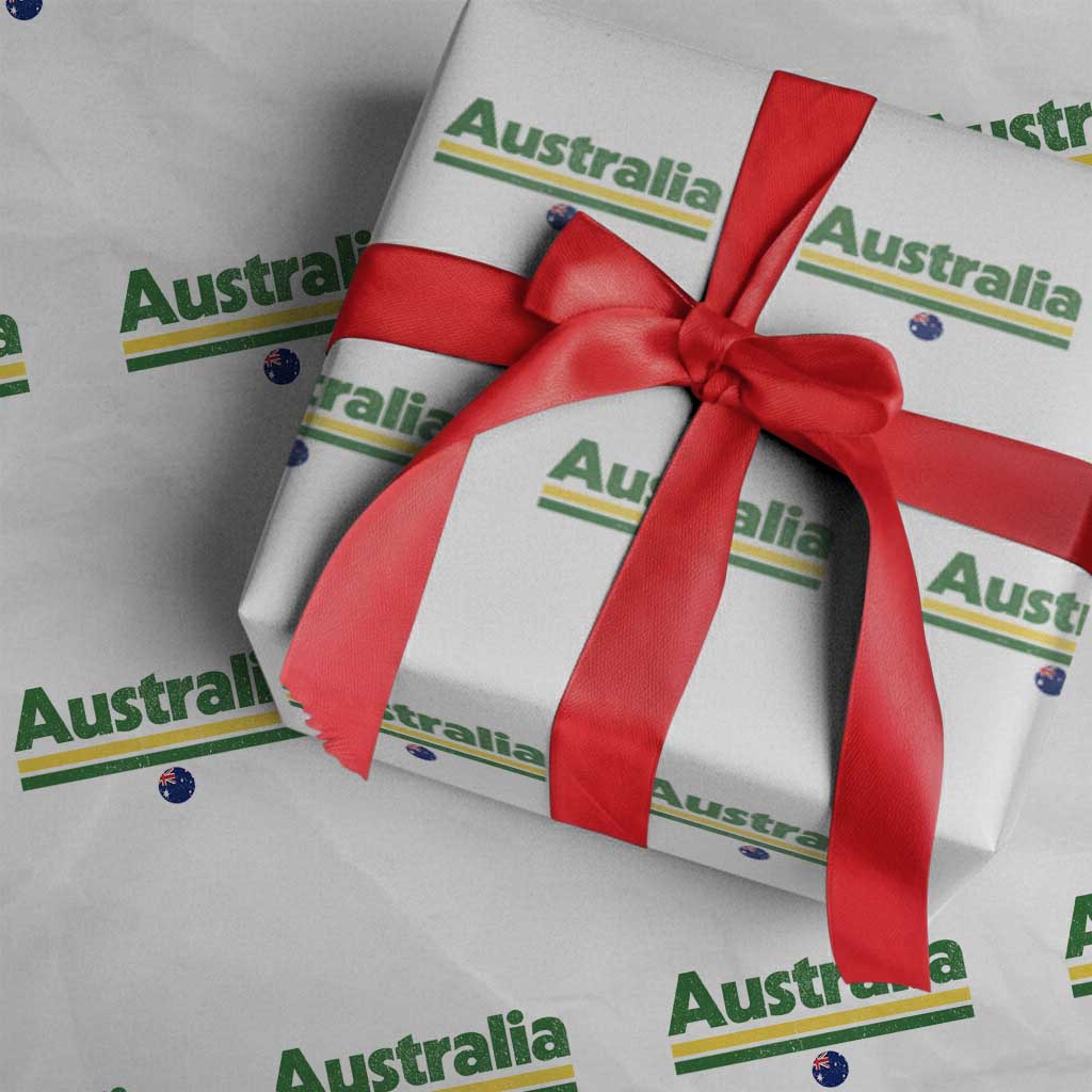 Australia Fan Wrapping Paper Roll Retro Vintage Flag Green Yellow Country Pride Distressed Graphic