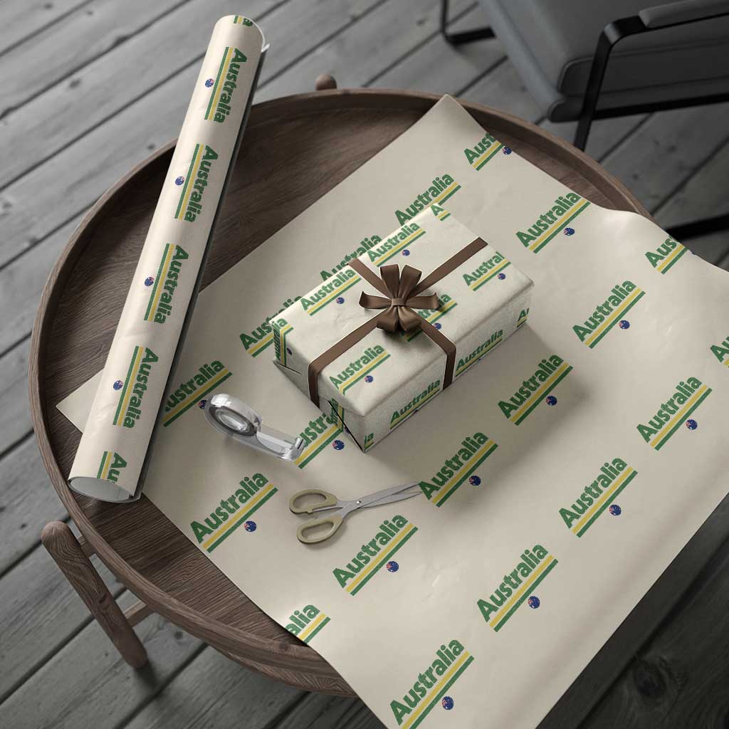 Australia Fan Wrapping Paper Roll Retro Vintage Flag Green Yellow Country Pride Distressed Graphic