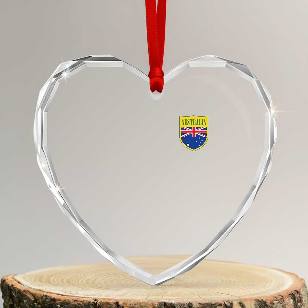 Australia Football Crest Australian Flag Pride Sporty Athletic Jersey Heart Crystal Glass Ornament