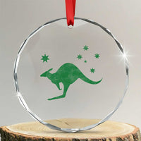 Australia Kangaroo with Federation Star Aussie Roots Crystal Glass Ornament