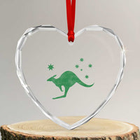 Australia Kangaroo with Federation Star Aussie Roots Heart Crystal Glass Ornament