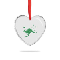 Australia Kangaroo with Federation Star Aussie Roots Heart Crystal Glass Ornament