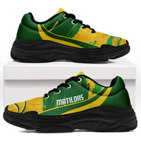 Australia Matildas Soccer Chunky Sneakers Go Aussie Kangaroo Marble Curve Stylized - Wonder Print Shop