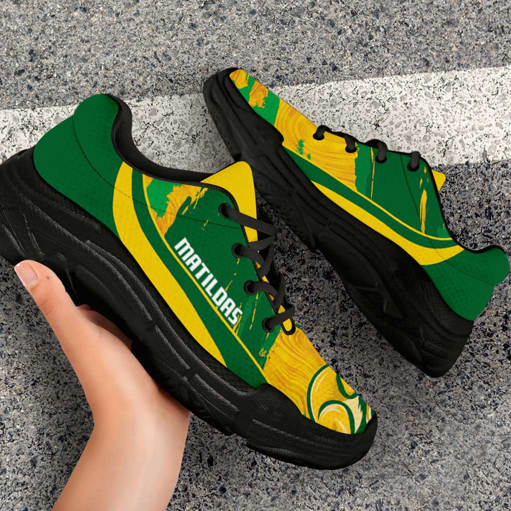 Australia Matildas Soccer Chunky Sneakers Go Aussie Kangaroo Marble Curve Stylized - Wonder Print Shop