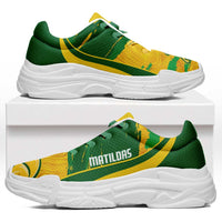 Australia Matildas Soccer Chunky Sneakers Go Aussie Kangaroo Marble Curve Stylized - Wonder Print Shop