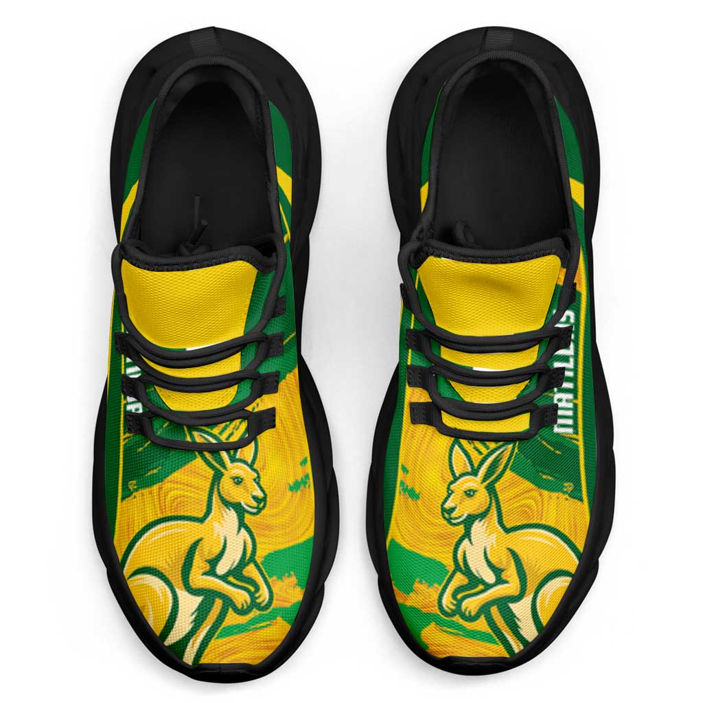 Australia Matildas Soccer Clunky Sneakers Go Aussie Kangaroo Marble Curve Stylized - Wonder Print Shop