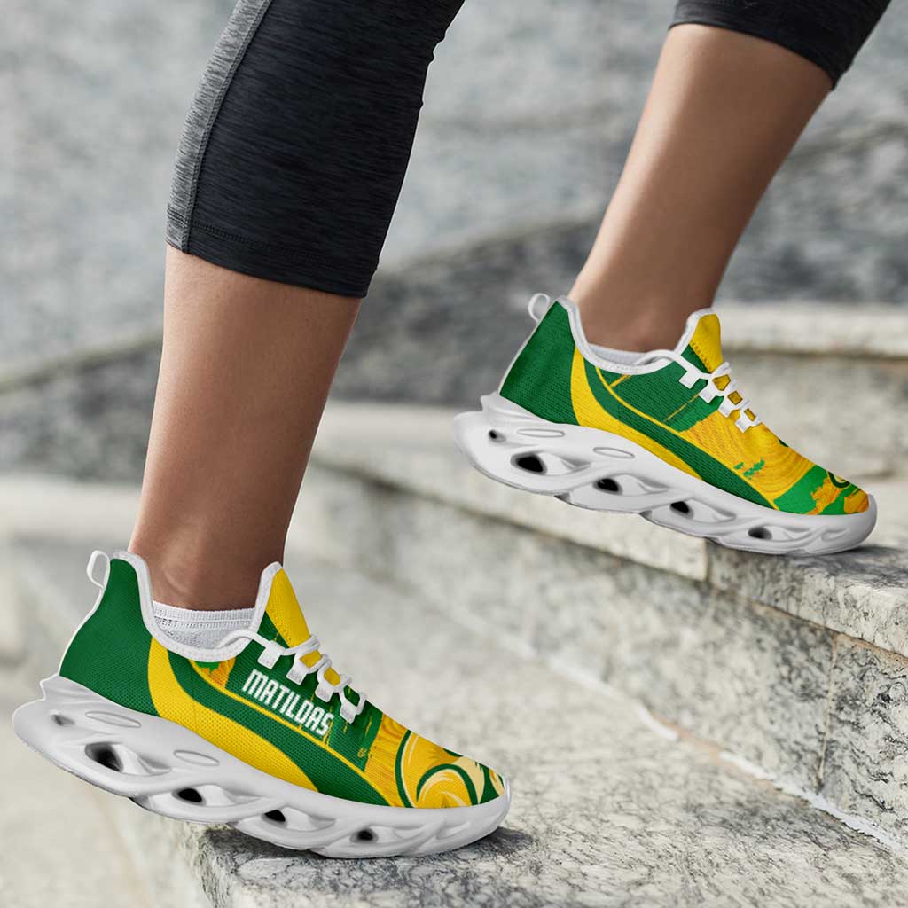 Australia Matildas Soccer Clunky Sneakers Go Aussie Kangaroo Marble Curve Stylized - Wonder Print Shop