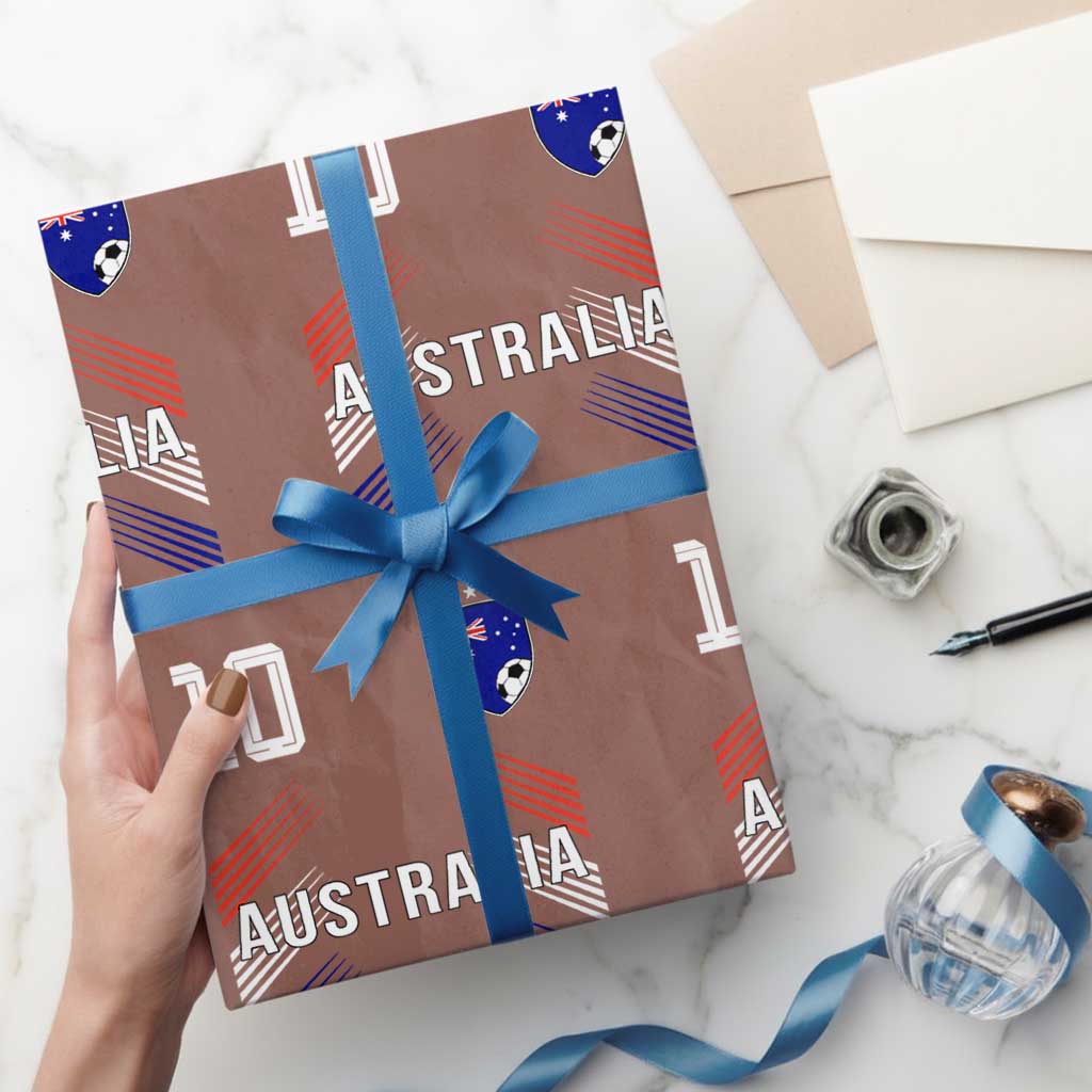 Australia Soccer Sports Graphic Number 10 Jersey Style Wrapping Paper Roll Proud Australian Football Fans Game Day Pride