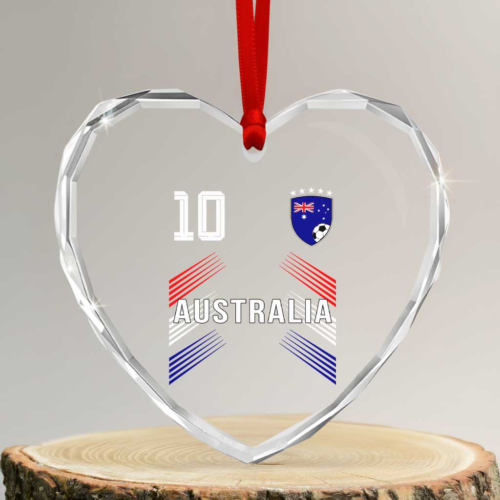 Australia Soccer Sports Graphic Number 10 Jersey Style Heart Crystal Glass Ornament Proud Australian Football Fans Game Day Pride