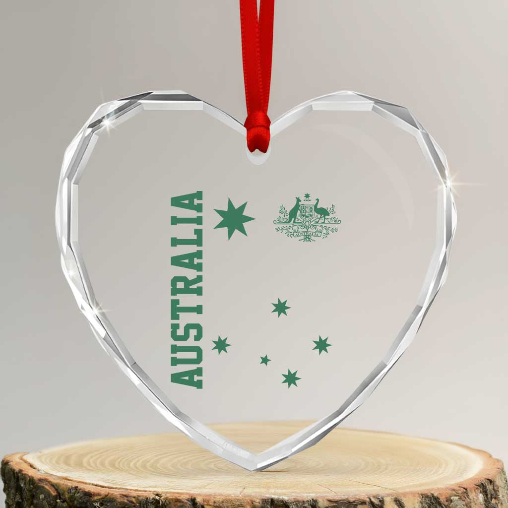 Australia Vintage Federation Star Aussie Coat of Arms Heart Crystal Glass Ornament