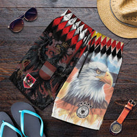 Austria and Germany National Football Shorts for Men Split Half Diamond Argyle with Eagles Watercolor Paint Splash Art