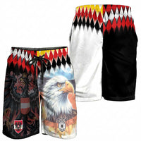 Austria and Germany National Football Shorts for Men Split Half Diamond Argyle with Eagles Watercolor Paint Splash Art