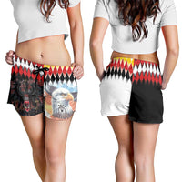 Austria and Germany National Football Shorts for Women Split Half Diamond Argyle with Eagles Watercolor Paint Splash Art
