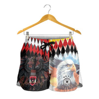 Austria and Germany National Football Shorts for Women Split Half Diamond Argyle with Eagles Watercolor Paint Splash Art
