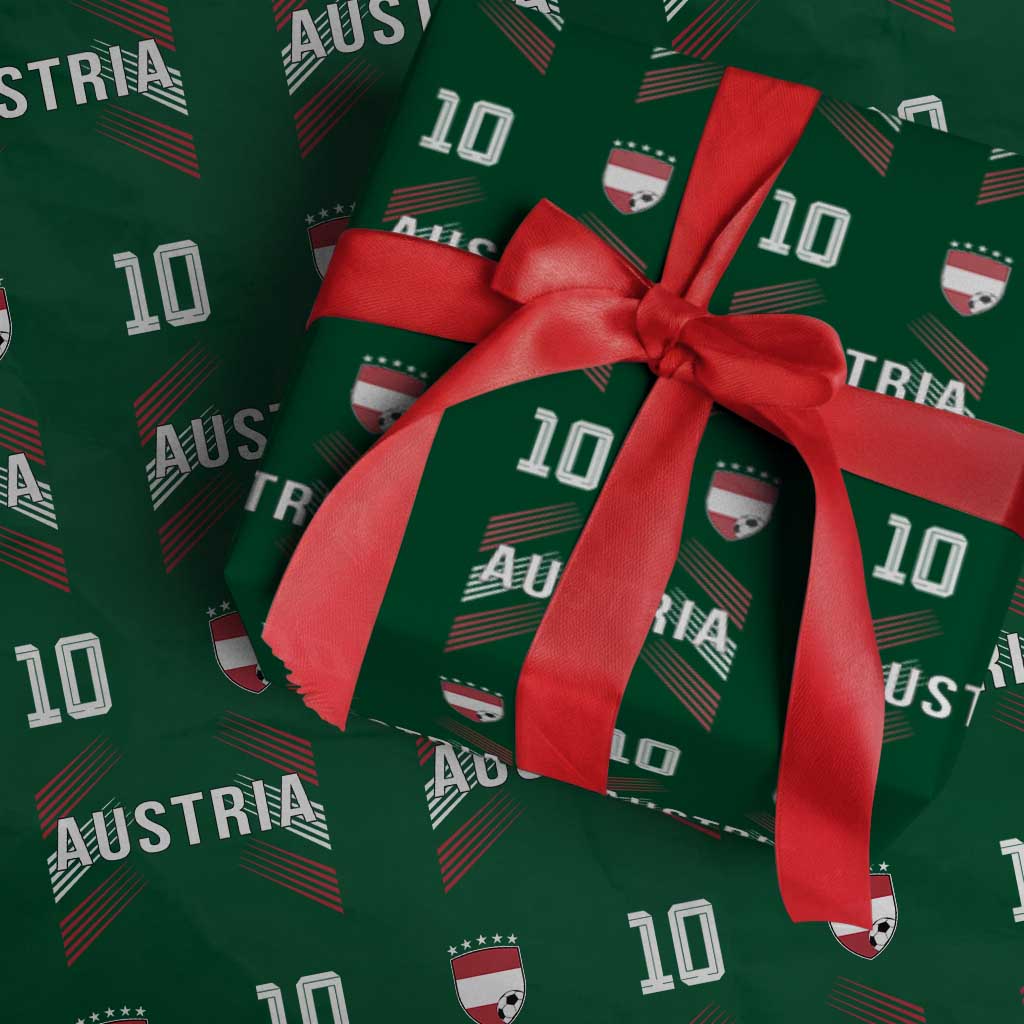 Austria Soccer Sports Graphic Number 10 Jersey Style Wrapping Paper Roll Proud Austrian Football Fans Game Day Pride