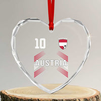 Austria Soccer Sports Graphic Number 10 Jersey Style Heart Crystal Glass Ornament Proud Austrian Football Fans Game Day Pride