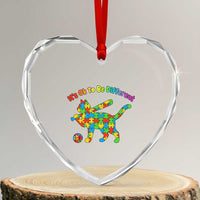 Autism Acceptance Baseball Cat Heart Crystal Glass Ornament It Is Ok To Be Different