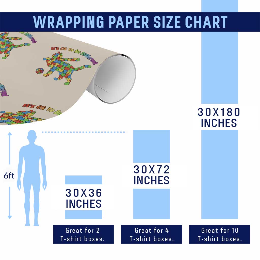 Autism Acceptance Baseball Cat Wrapping Paper Roll It Is Ok To Be Different