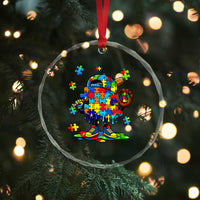 Autism Acceptance Baseball Crystal Glass Ornament Colorful Drip Graphic Neurodiversity Support