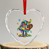 Autism Acceptance Baseball Heart Crystal Glass Ornament Colorful Drip Graphic Neurodiversity Support