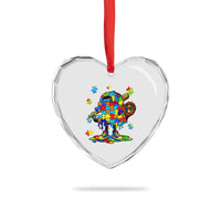 Autism Acceptance Baseball Heart Crystal Glass Ornament Colorful Drip Graphic Neurodiversity Support