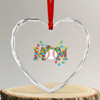 Autism Acceptance Baseball Mom Heart Crystal Glass Ornament Proud Mom Inclusive Support Graphic